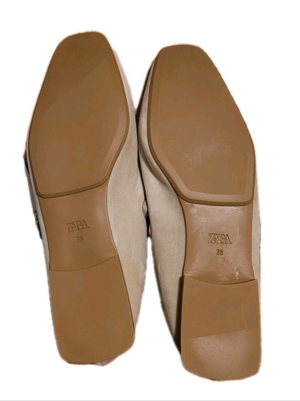 Zara Mary Jane Shoes Tan Velvet Square Toe Women's Size 7.5 NWT Quiet Luxury New - Picture 6 of 6